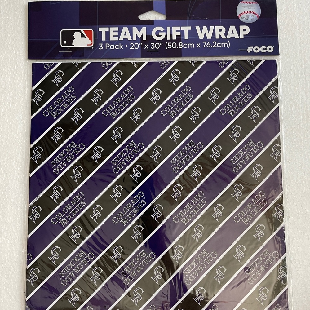 Colorado Rockies Team Gift Wrap - Black and Purple